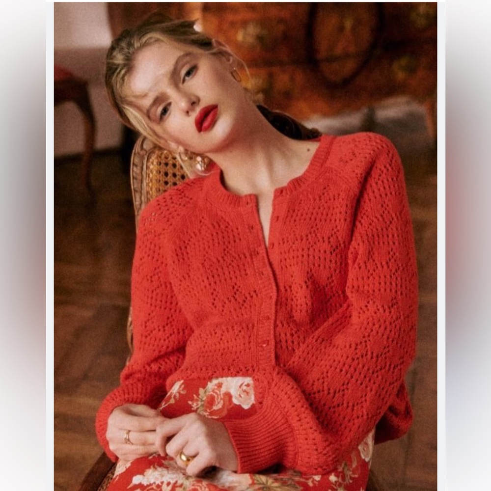 Sezane Capucine Cardigan Coral Rose - Size S